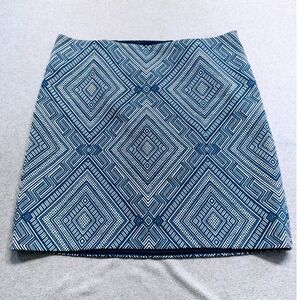 Sevier Skirts Blue Geometric Mini Skirt Womens XL 14/16 Custom Made Retro Office